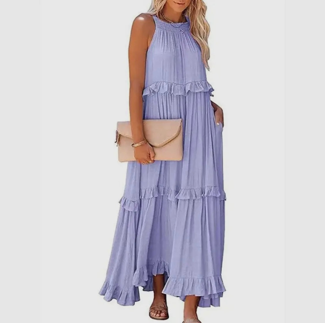 Beach Maxi Dress with Ruffle Hem