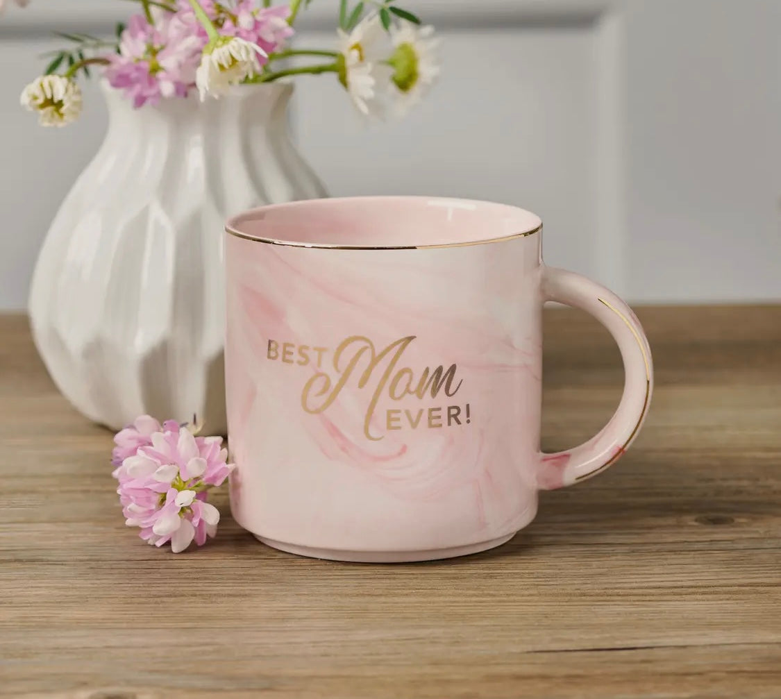 Mug Pink Marbled Best Mom Ever