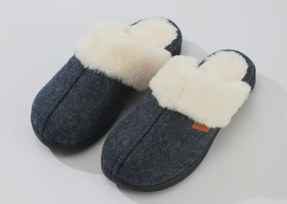 Roxoni Women's Winter House Fuzzy Fluffy Furry Cozy Clog Sli