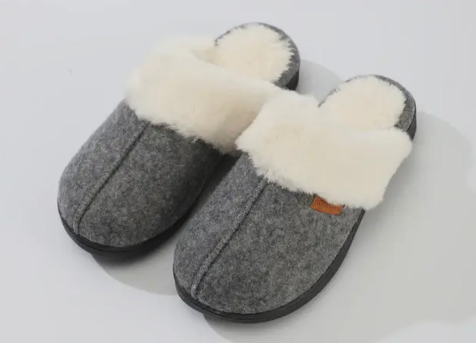 Roxoni Women's Winter House Fuzzy Fluffy Furry Cozy Clog Sli