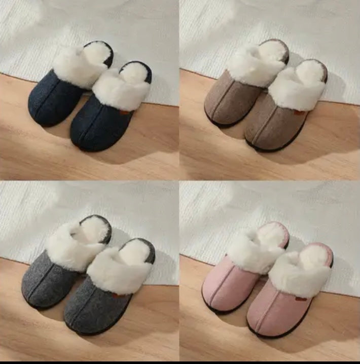 Roxoni Women's Winter House Fuzzy Fluffy Furry Cozy Clog Sli