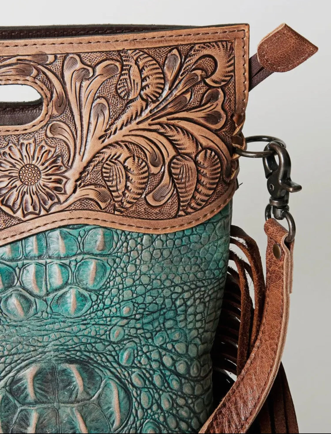 Crocodile Embossed Leather Women's Crossbody Bag