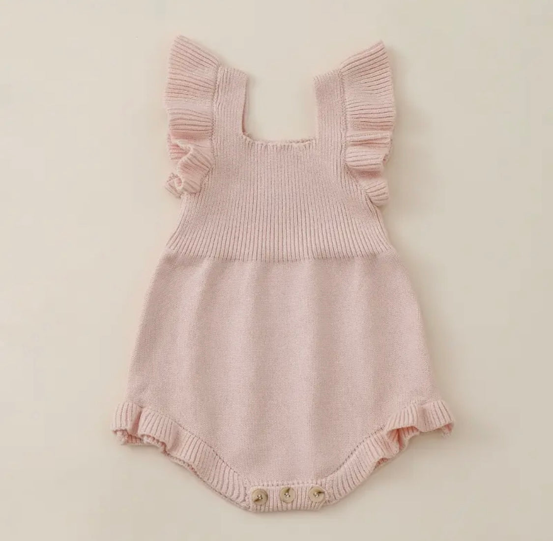 Baby Girl's Knitted Jumpsuit Flying Sleeves Triangle Romper