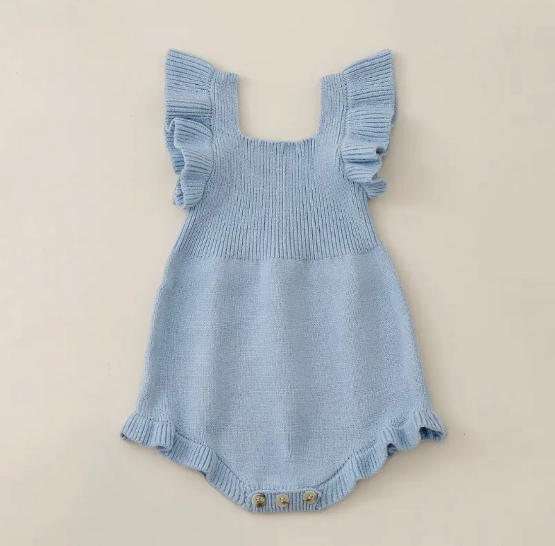 Baby Girl's Knitted Jumpsuit Flying Sleeves Triangle Romper