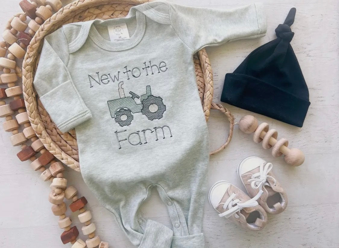 Baby Romper | Baby Boy Outfit - Tractor New To the Farm