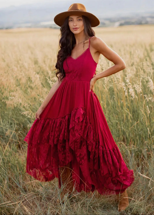 Women Vertical Ruffle Maxi Dress