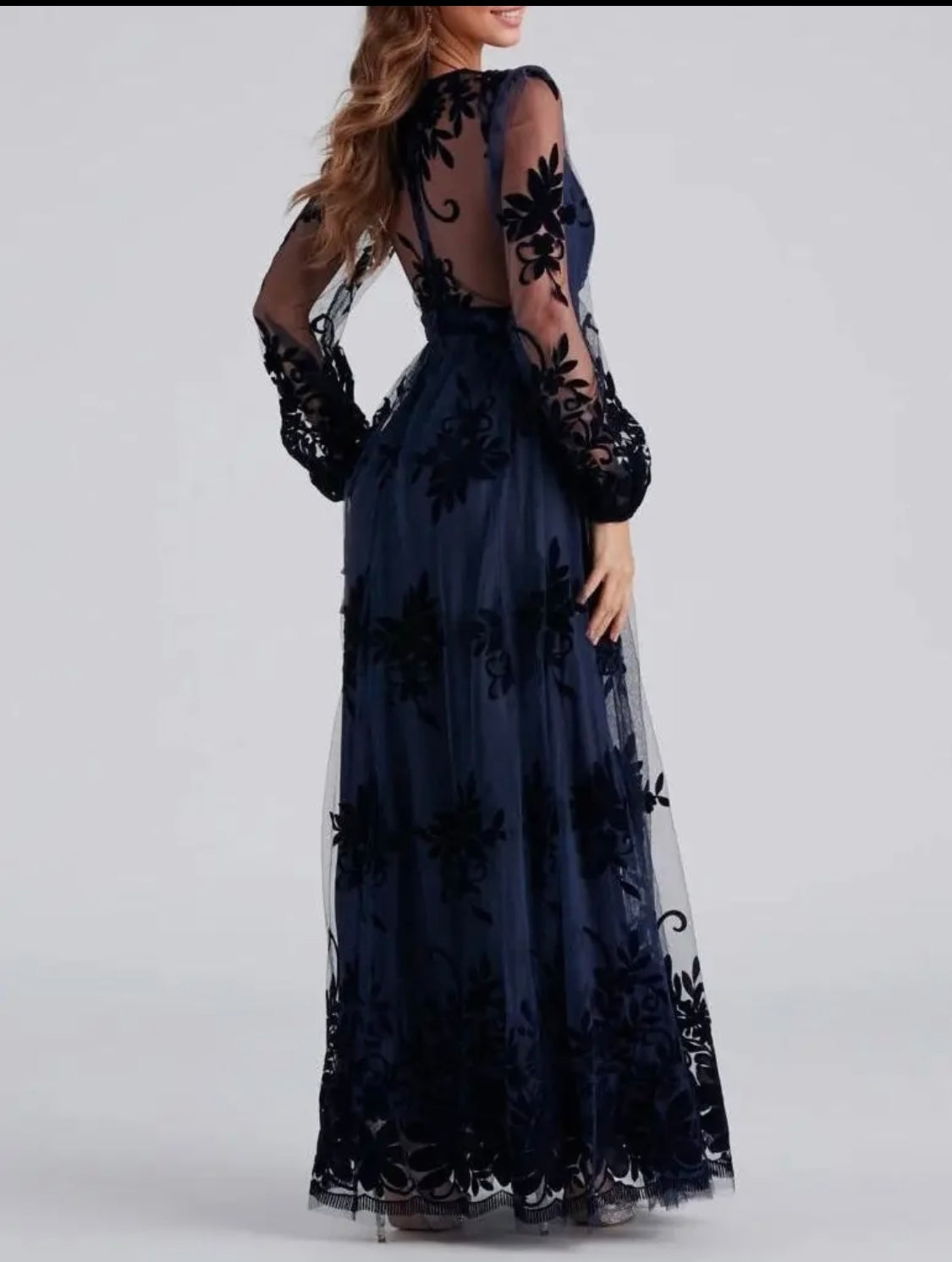 Party Lace Tulle Maxi Dress