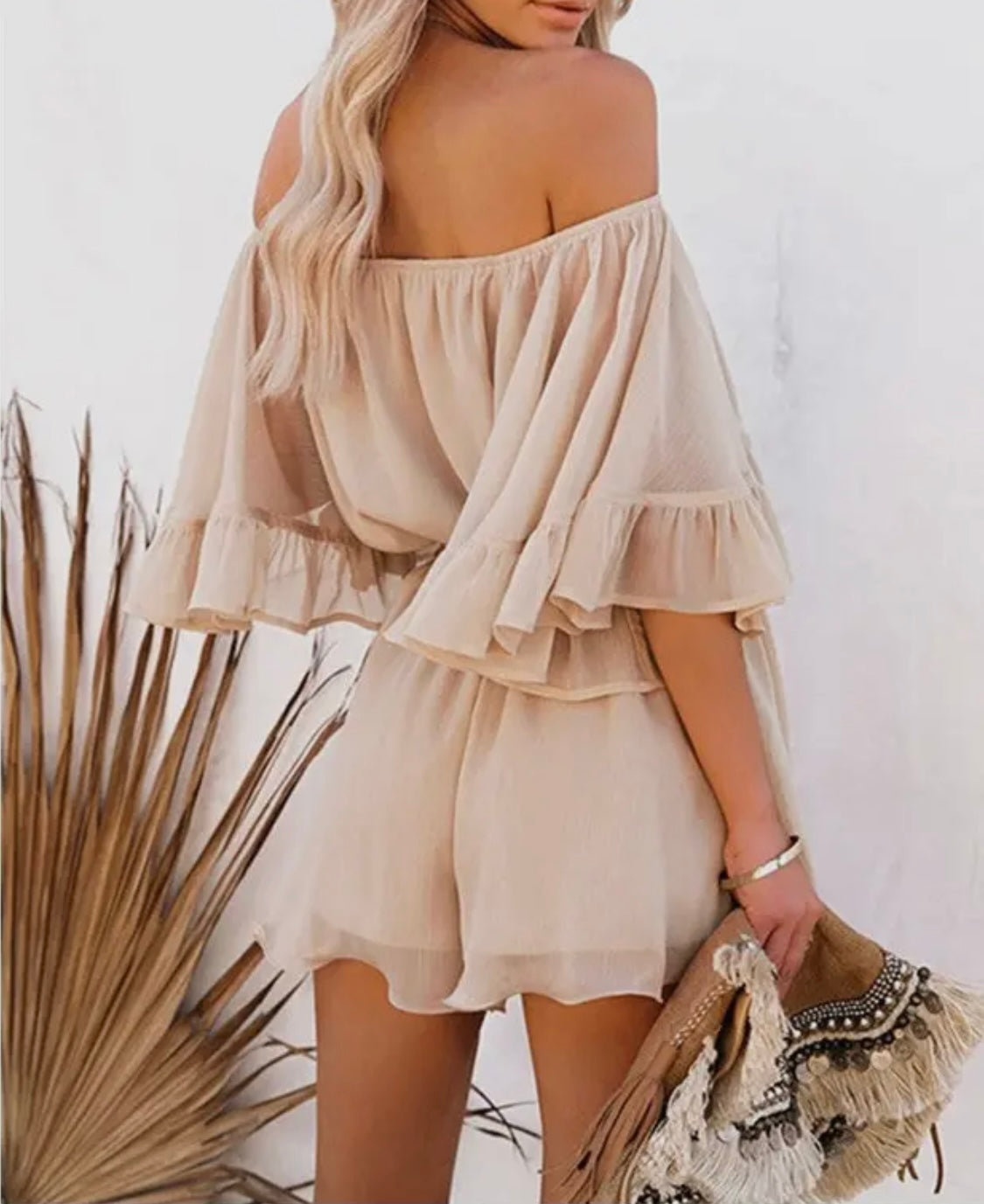 Off Shoulder Bell Sleeve Romper