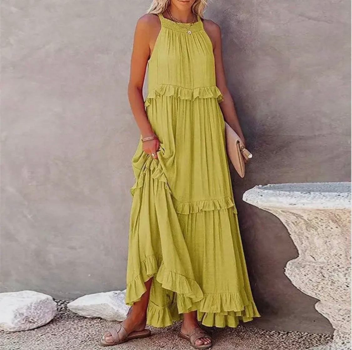 Beach Maxi Dress with Ruffle Hem