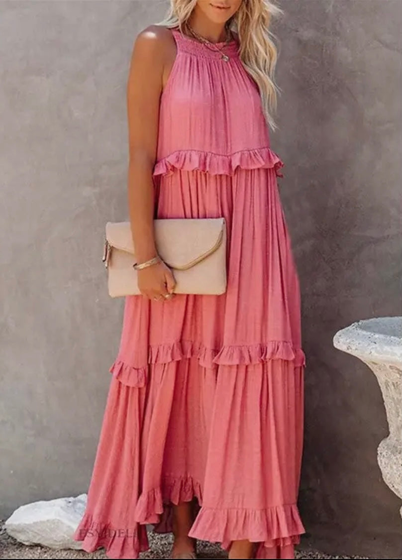 Beach Maxi Dress with Ruffle Hem