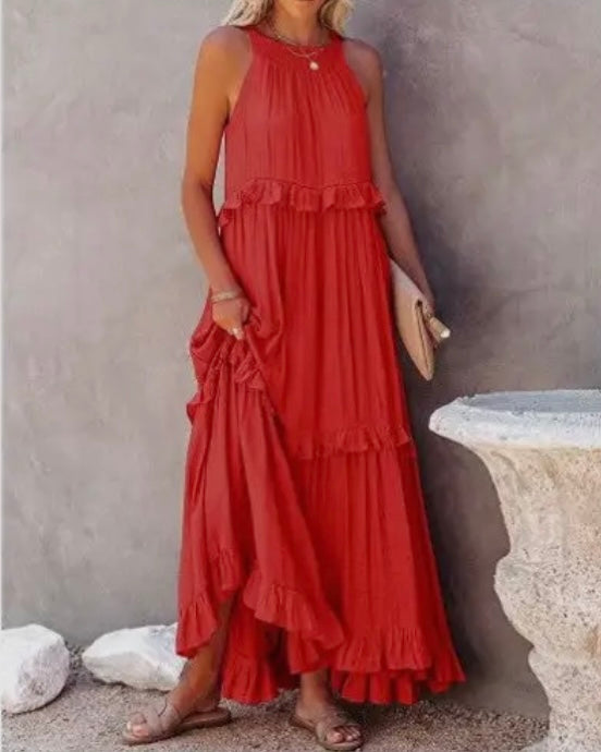 Beach Maxi Dress with Ruffle Hem