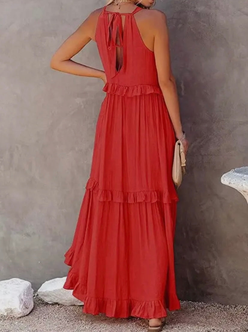 Beach Maxi Dress with Ruffle Hem