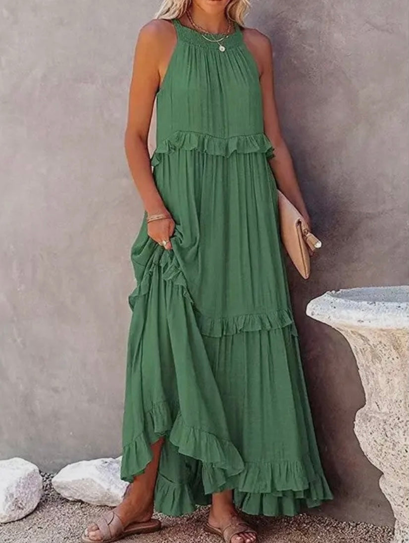 Beach Maxi Dress with Ruffle Hem