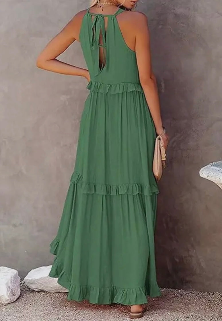 Beach Maxi Dress with Ruffle Hem