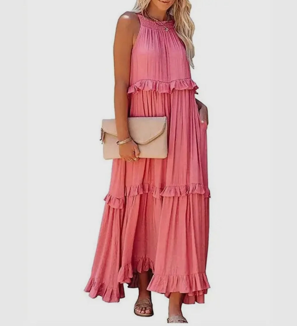 Beach Maxi Dress with Ruffle Hem