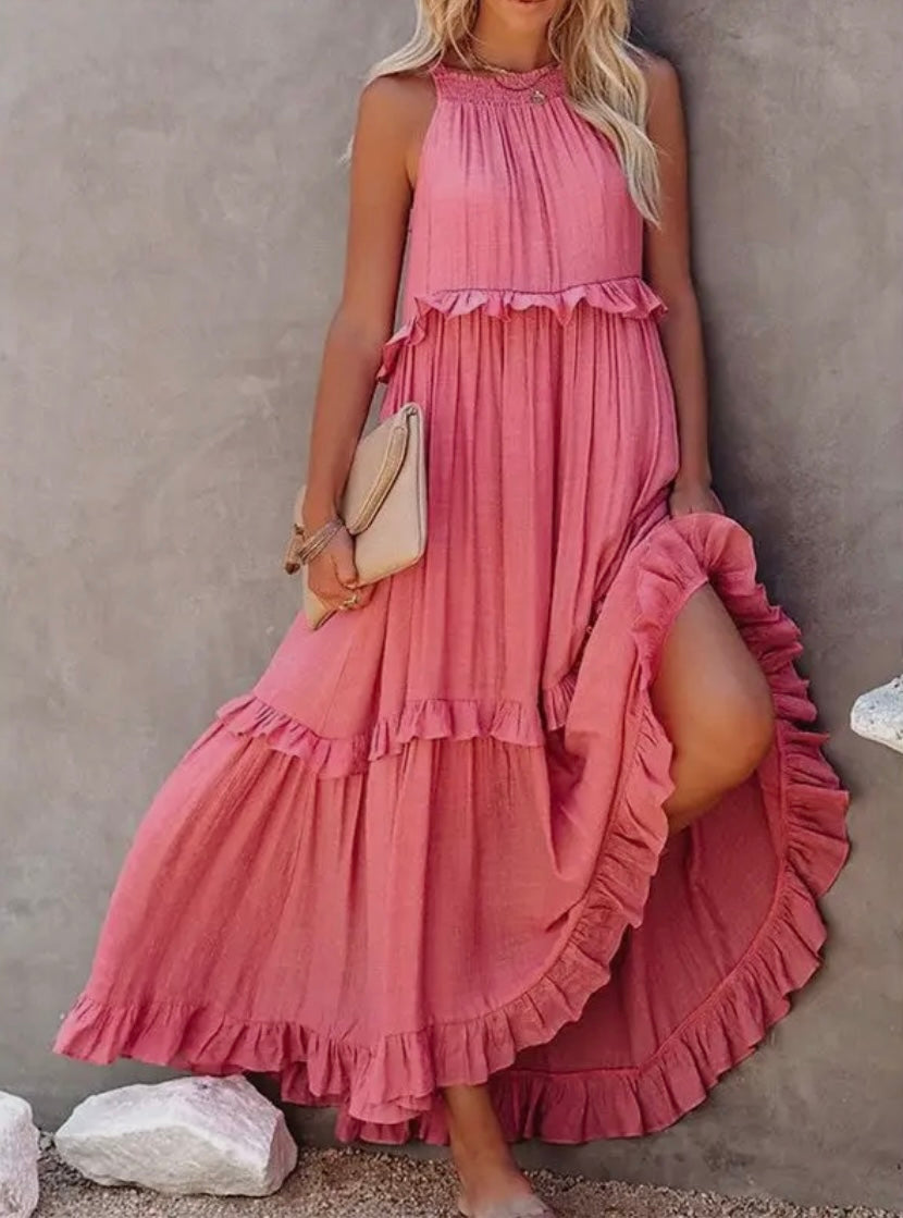 Beach Maxi Dress with Ruffle Hem