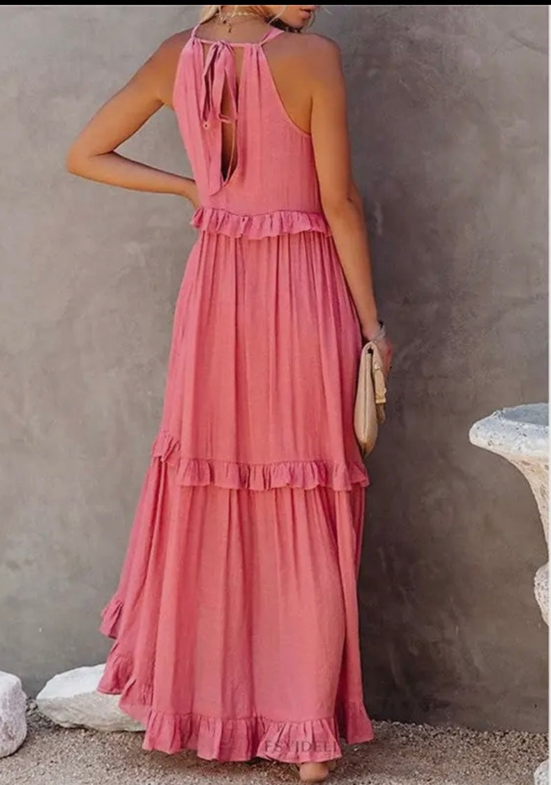 Beach Maxi Dress with Ruffle Hem