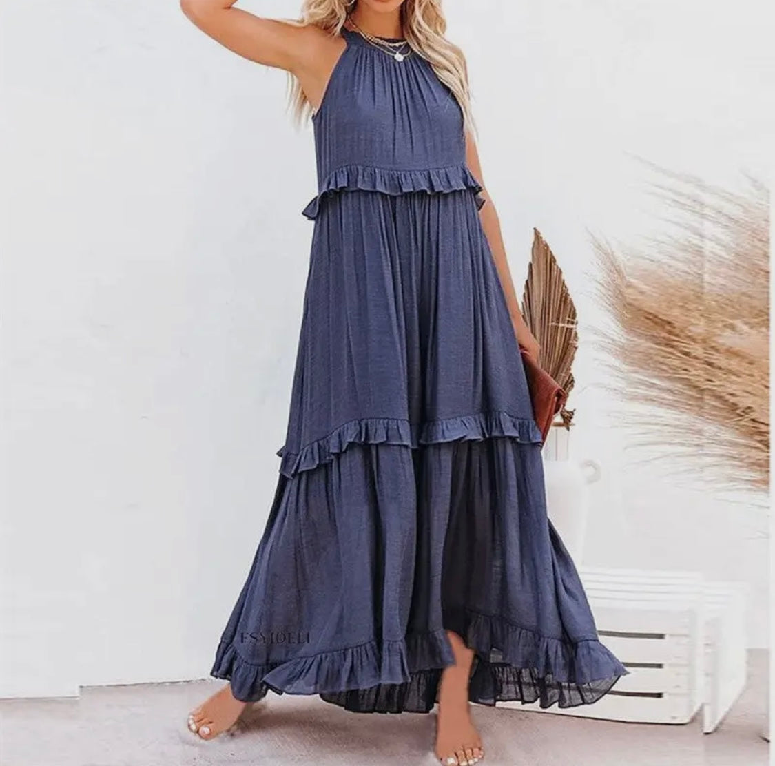 Beach Maxi Dress with Ruffle Hem