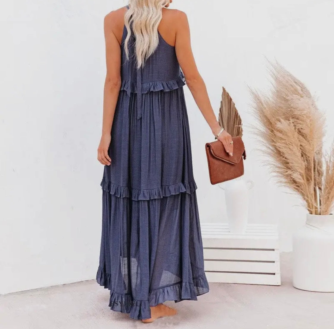 Beach Maxi Dress with Ruffle Hem