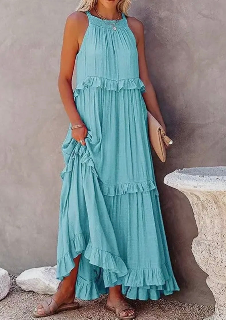 Beach Maxi Dress with Ruffle Hem