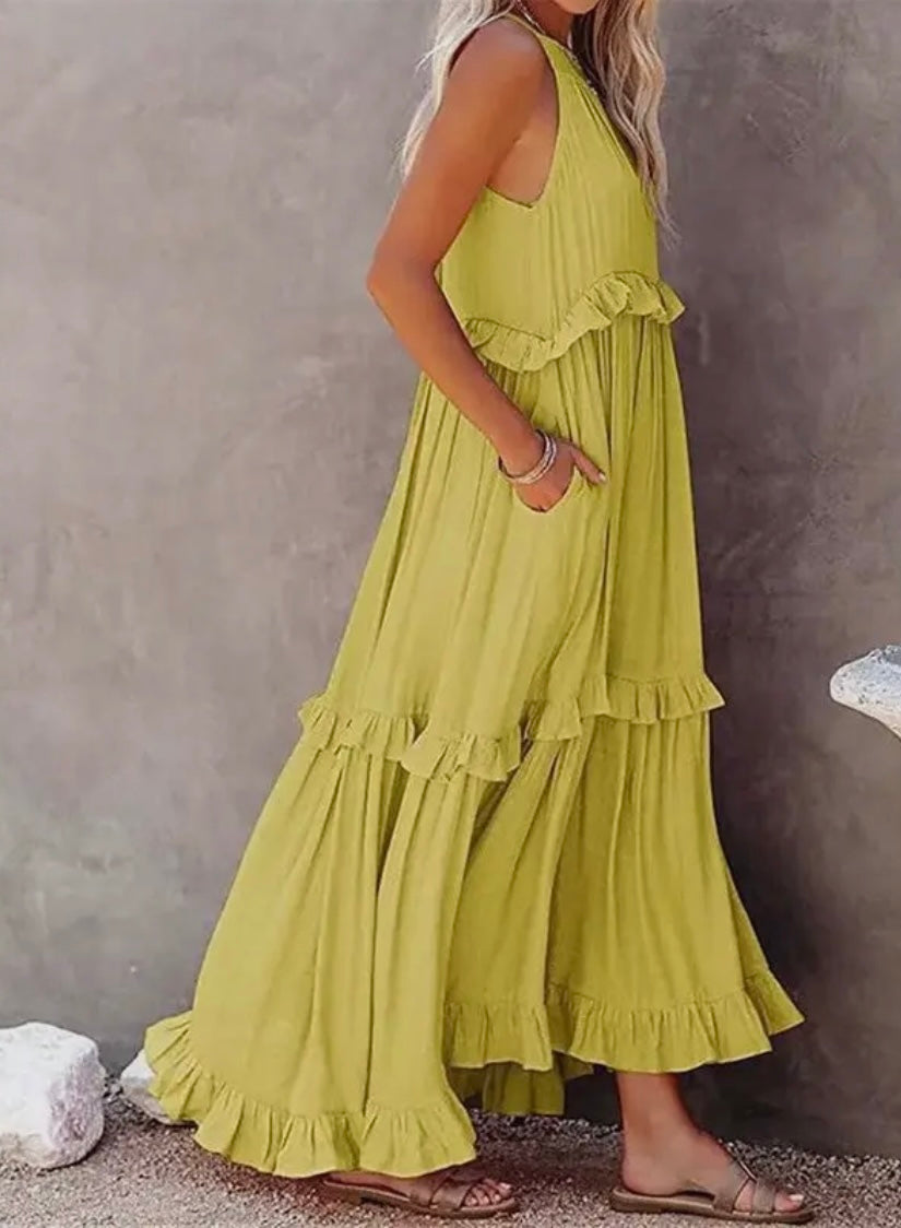 Beach Maxi Dress with Ruffle Hem