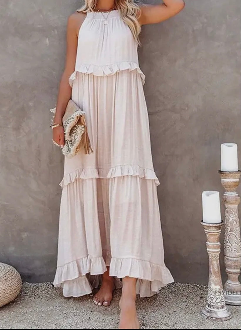 Beach Maxi Dress with Ruffle Hem