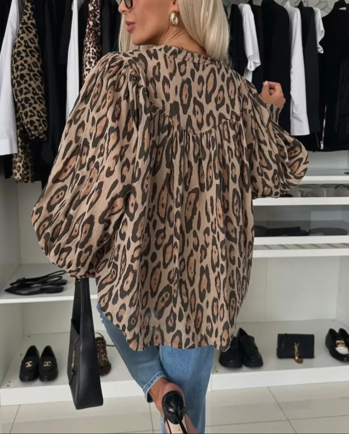 Leopard Print Loose Long-Sleeved Shirt