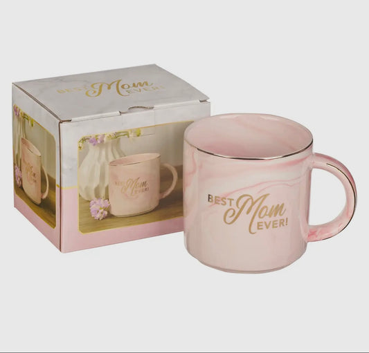 Mug Pink Marbled Best Mom Ever