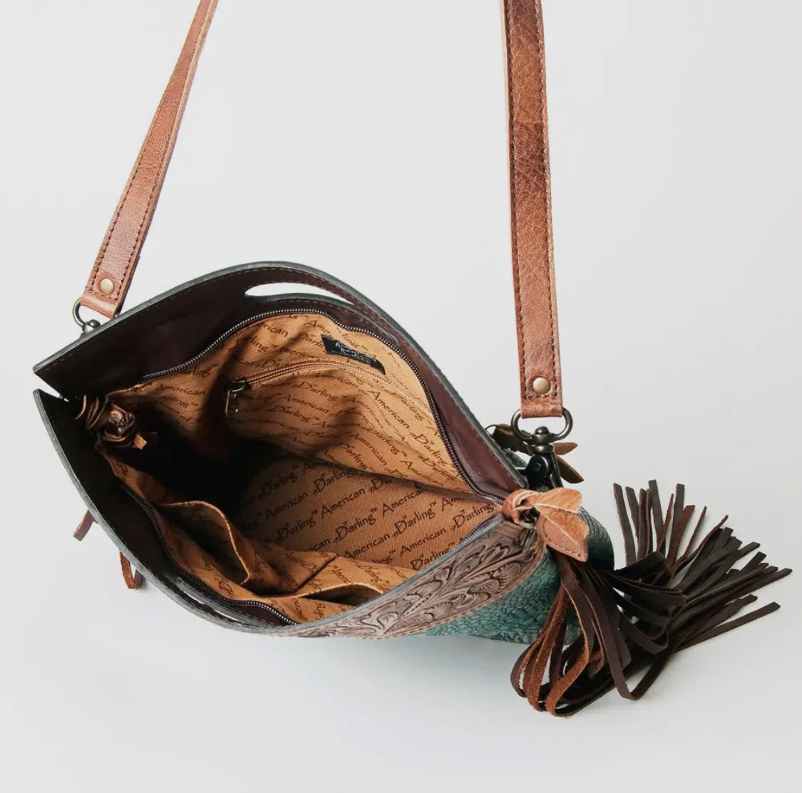 Crocodile Embossed Leather Women's Crossbody Bag